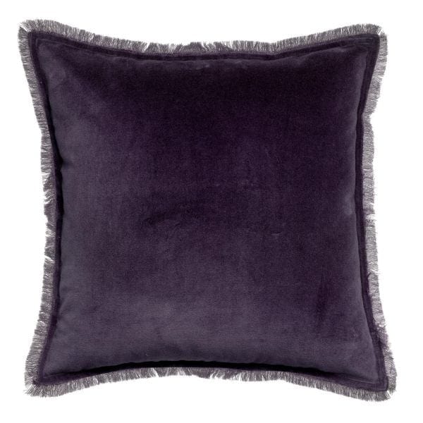 Fara 45x45 Velvet Fringed Cushion by Vivaraise, Grape