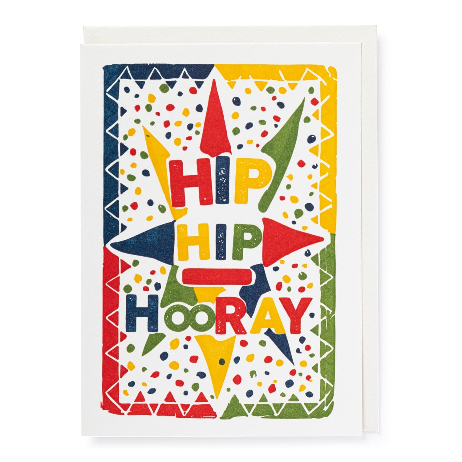 Letterpress Card Bold Colours Hip Hip Hooray
