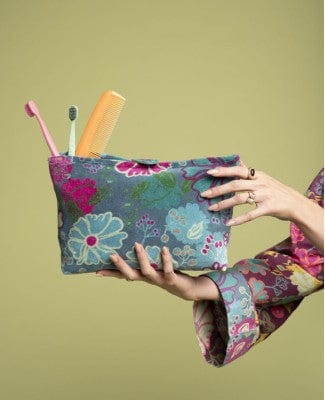 Large Velvet Washbag Cosmos Teal
