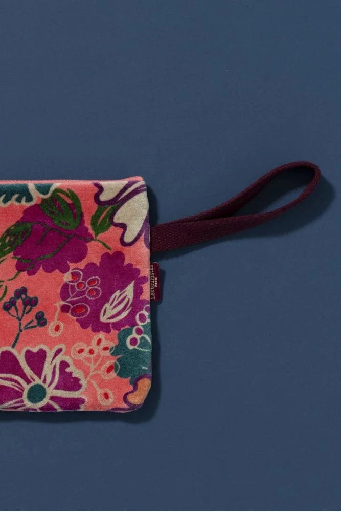 Velvet Pouch With Carry Strap Cosmos Coral