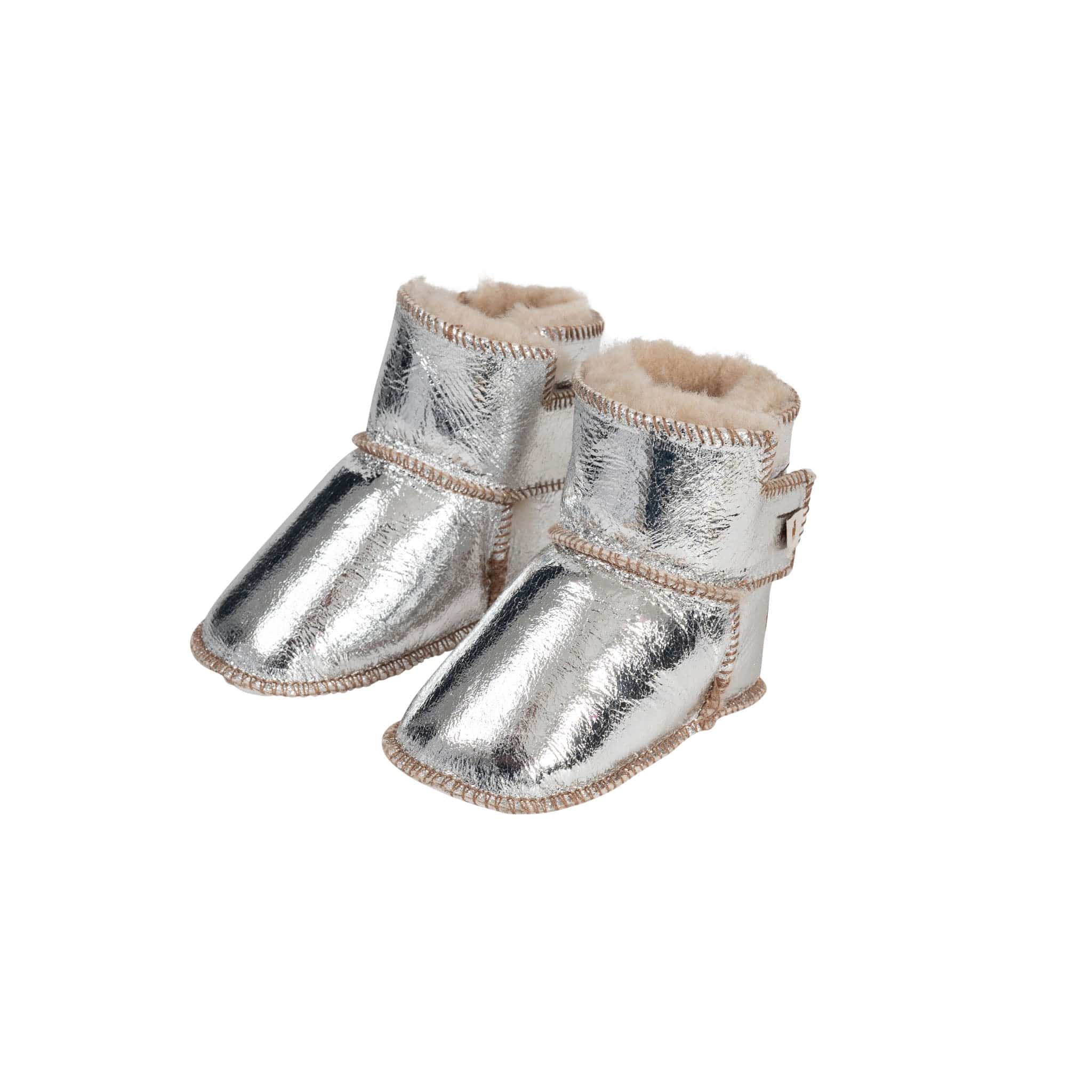 Boras Silver Sheepskin Slippers For Babies