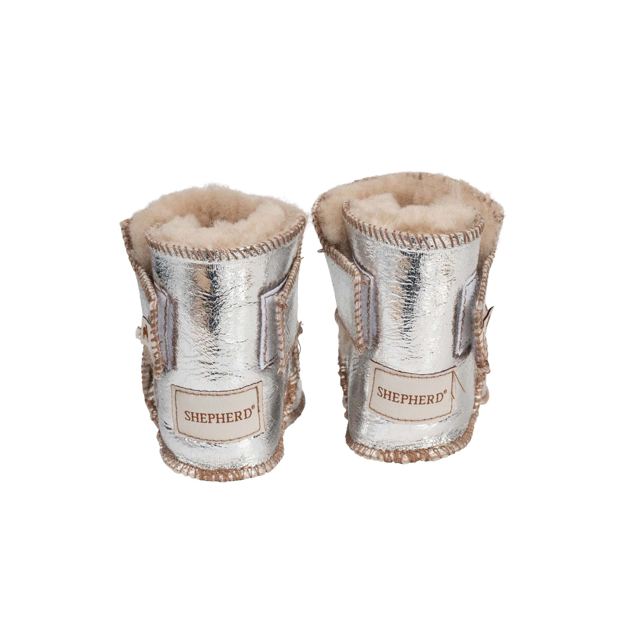 Boras Silver Sheepskin Slippers For Babies