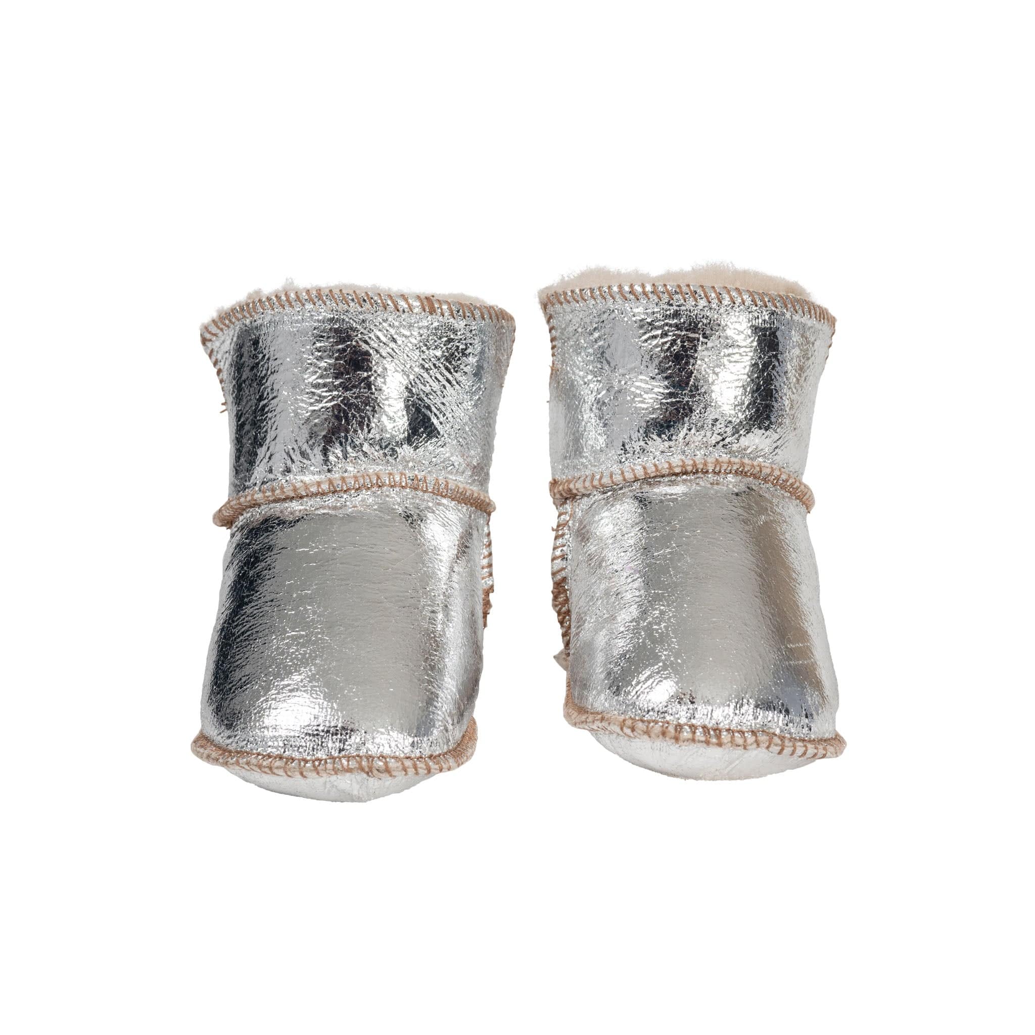 Boras Silver Sheepskin Slippers For Babies