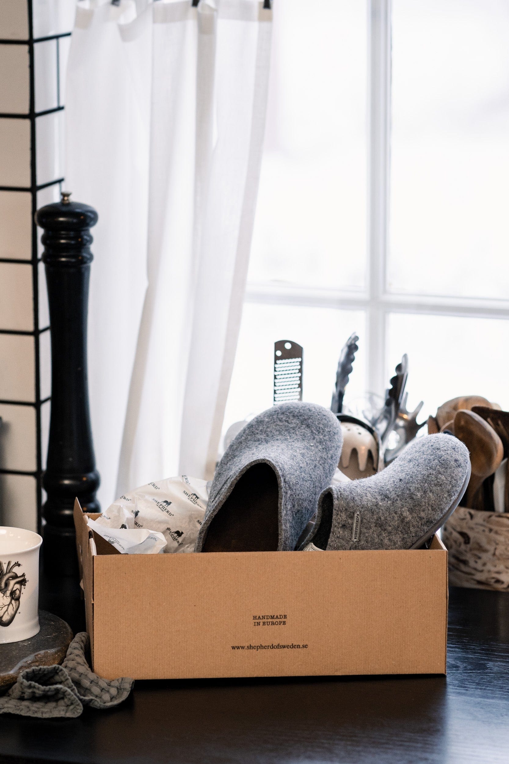 Cilla Grey Wool Slippers