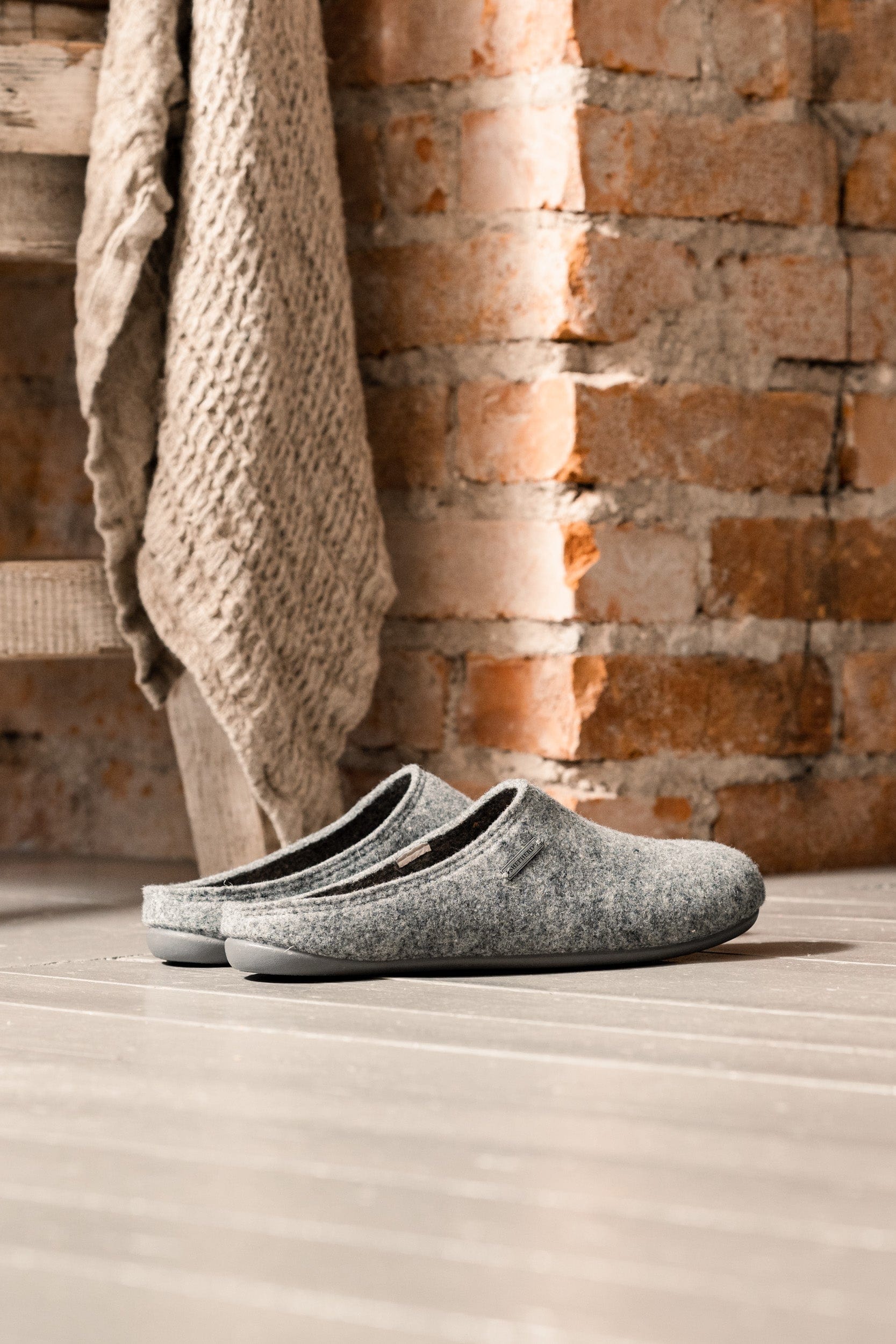 Cilla Grey Wool Slippers