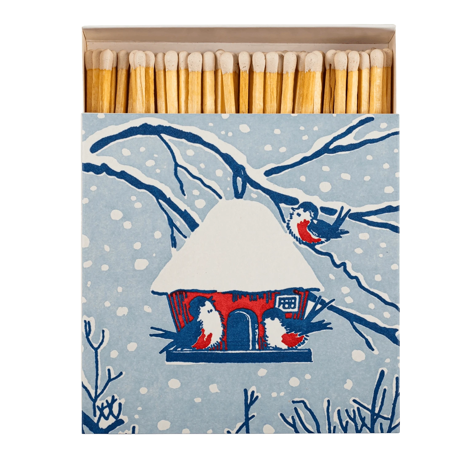 Square Luxury Match Box Winter Bird