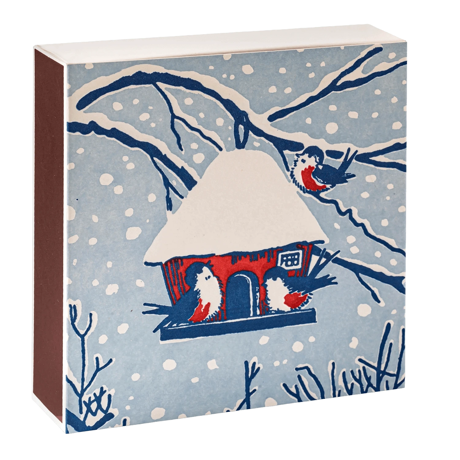 Square Luxury Match Box Winter Bird