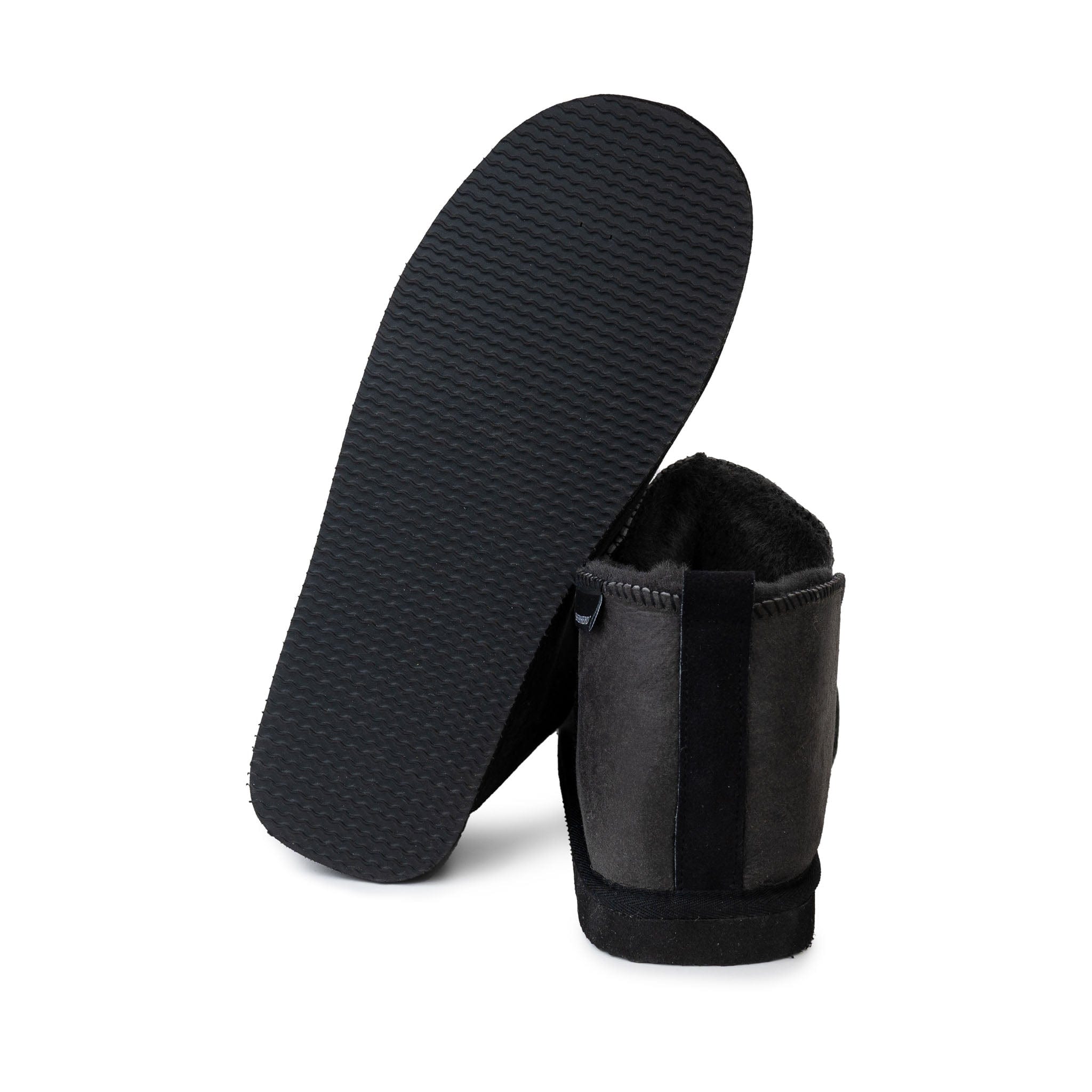 Anton Mens Sheepskin Bootie Slippers Matt Black
