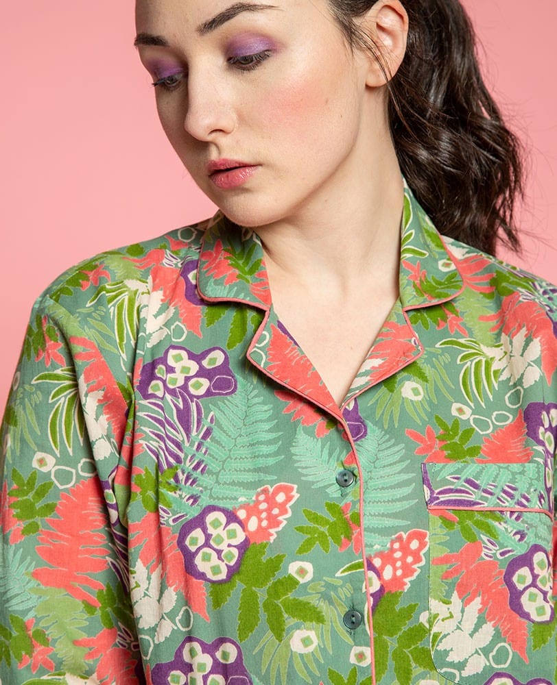 Ladies Cotton Pyjamas, Fern Green