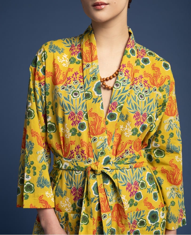 Long Cotton Dressing Gown, Swainston Gold
