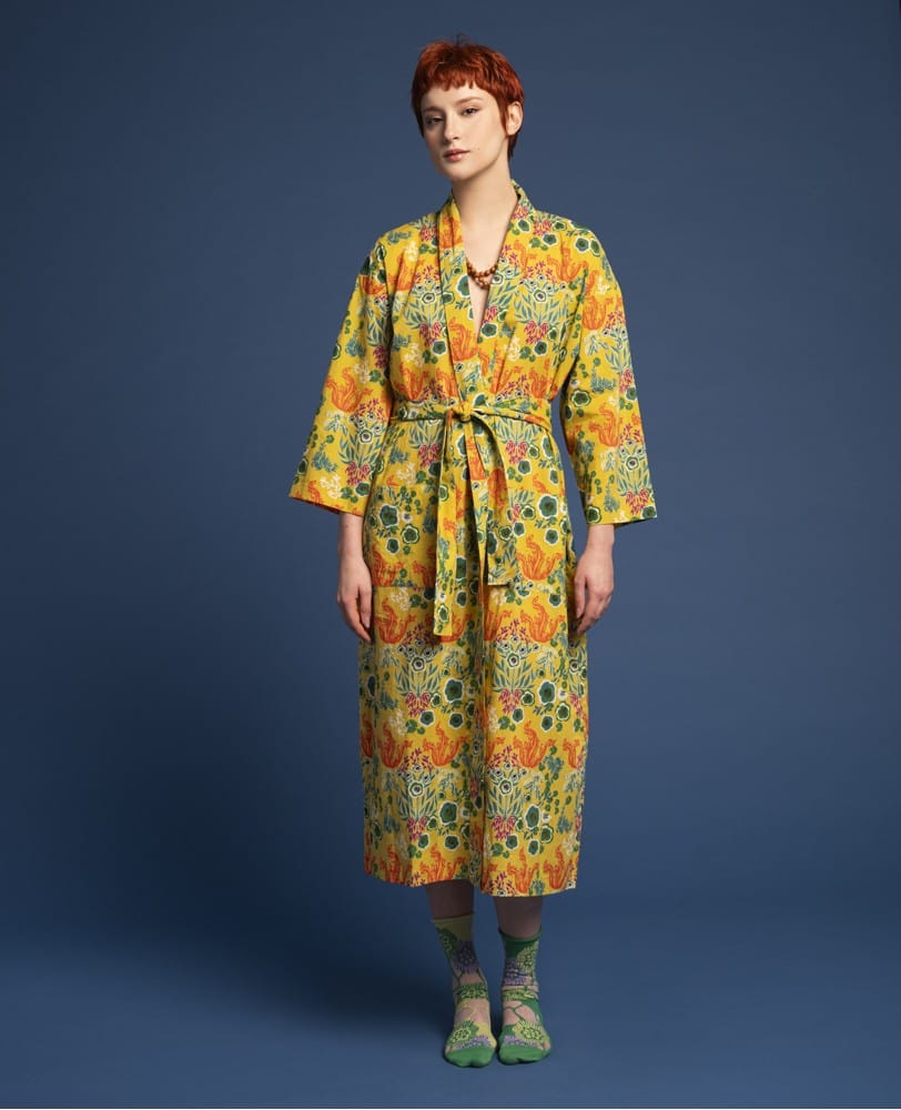 Long Cotton Dressing Gown, Swainston Gold