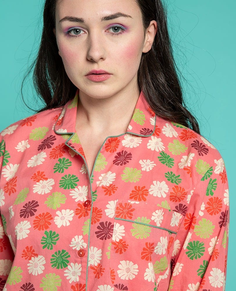 Ladies Cotton Pyjamas, Burmese Coral