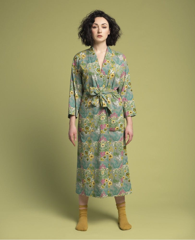 Long Cotton Dressing Gown, Swainston New Green