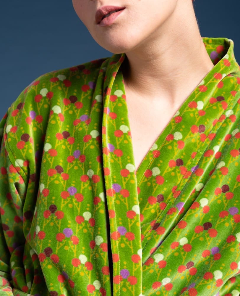 Luxury Velvet Dressing Gown Tara New Green