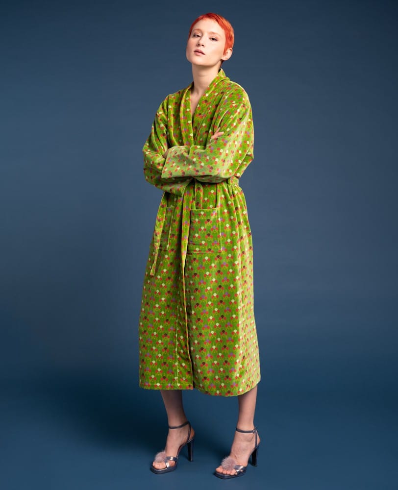 Luxury Velvet Dressing Gown Tara New Green