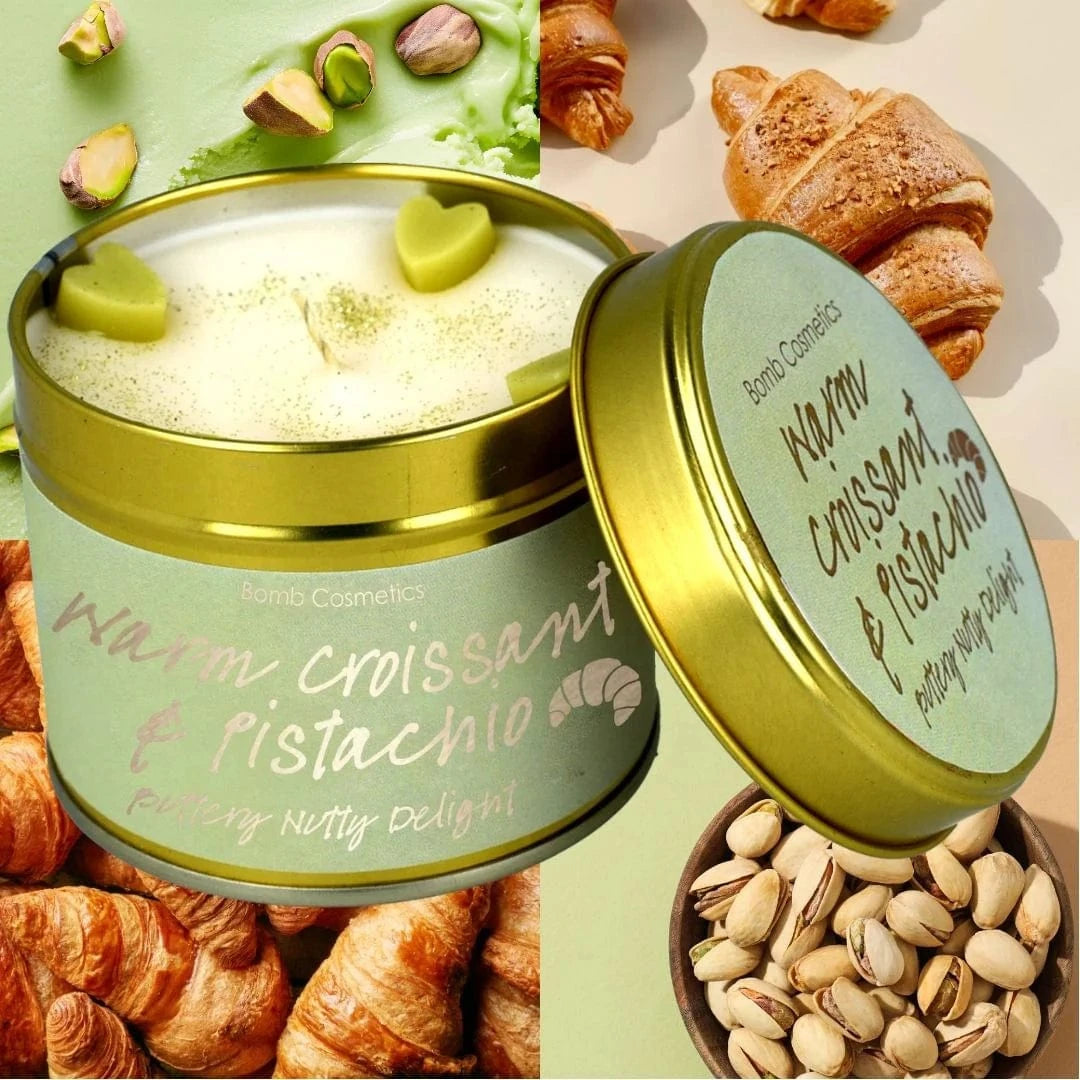 The Warm Croissant & Pistachio Scented Tinned Candle