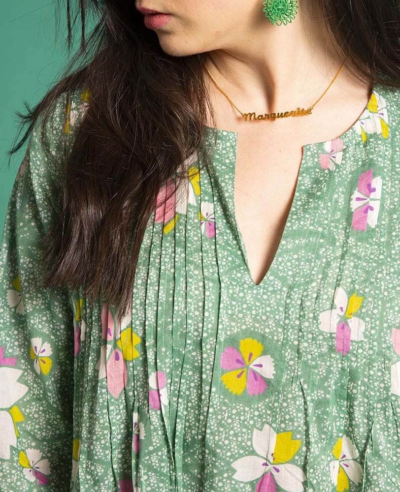 Capi Patterned Cotton Dress, Kobe Green