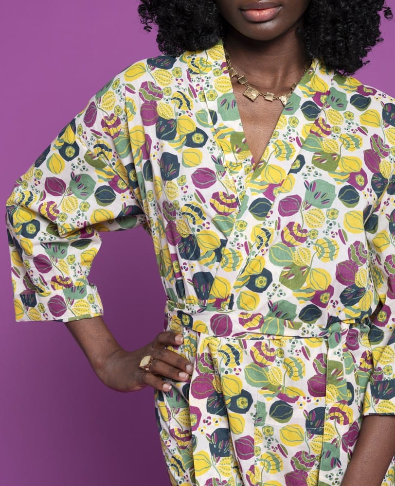 Long Cotton Dressing Gown, Bloom Design