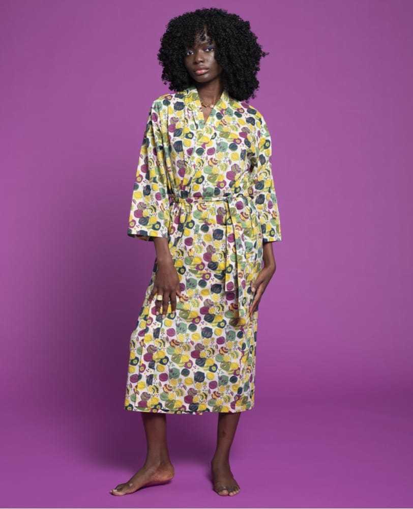 Long Cotton Dressing Gown, Bloom Design