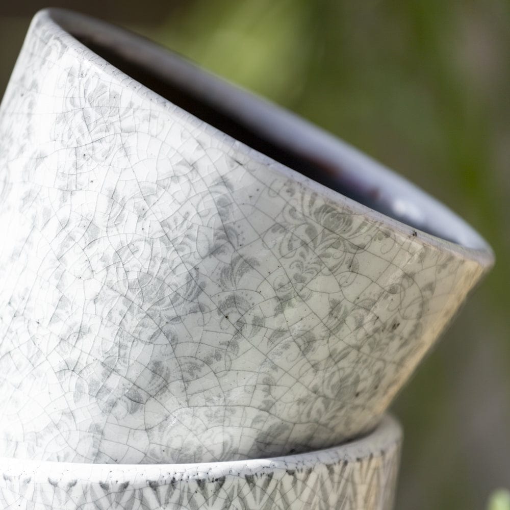 Old Dutch Flower Pot, Patterned, Faded Grey, 6 Assorted designs