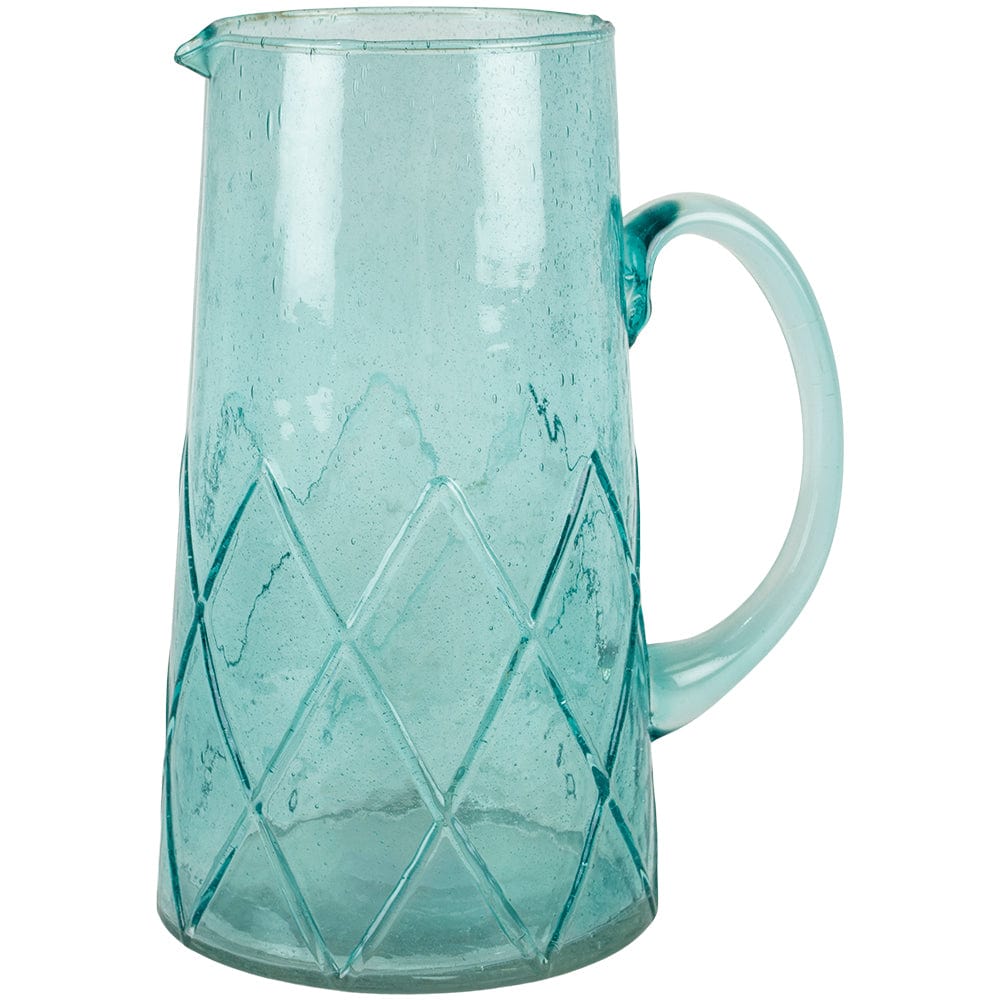 Recycled Bubble Glass Jug Aqua Marine