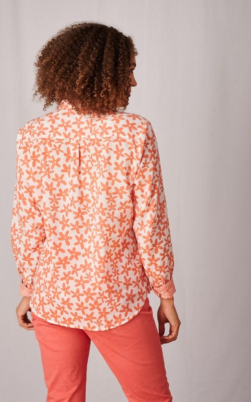 Bali Print Indian Cotton Shirt, Coral
