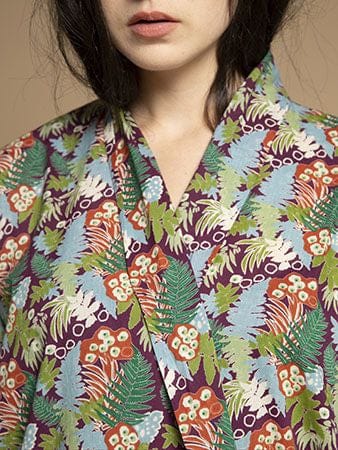 Long Cotton Dressing Gown, Fern Fig