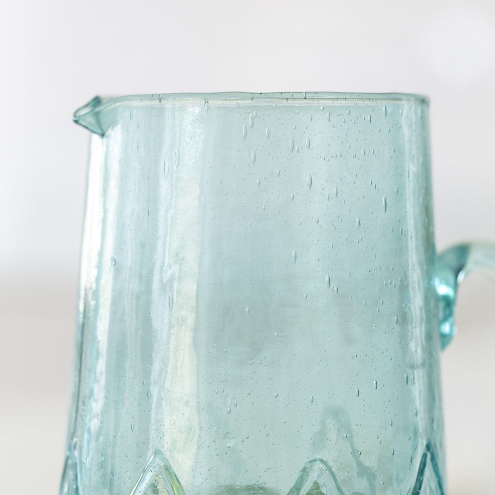 Recycled Bubble Glass Jug Aqua Marine