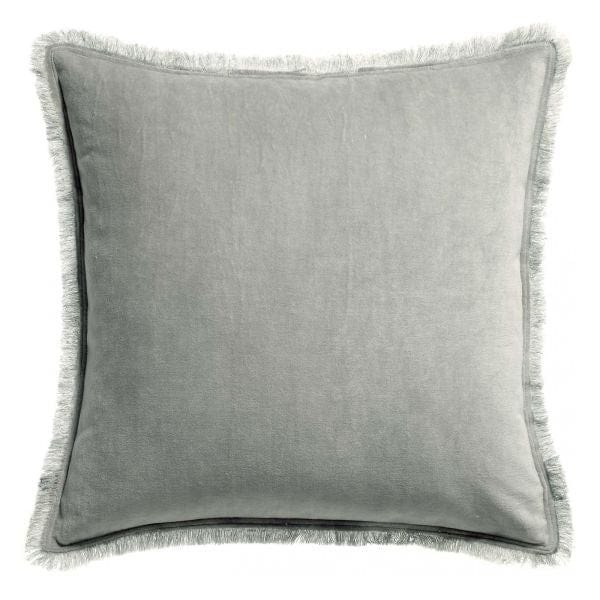 Fara 45x45 Velvet Fringed Cushion by Vivaraise, Pearl