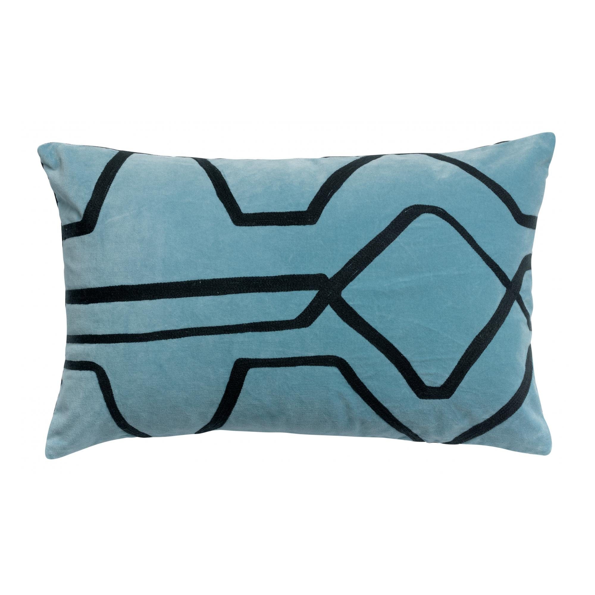 Fara 40x65 Velvet Cushion with Embroidery by Vivaraise, Various Colours
