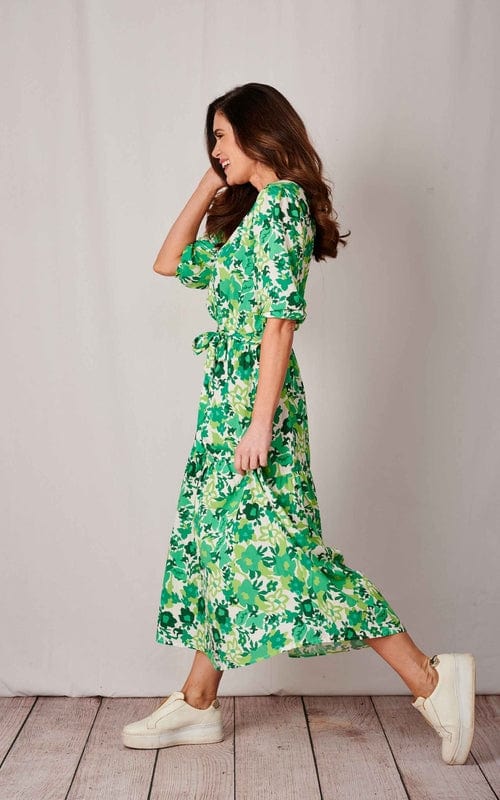 Odette Floral Print Dress Green