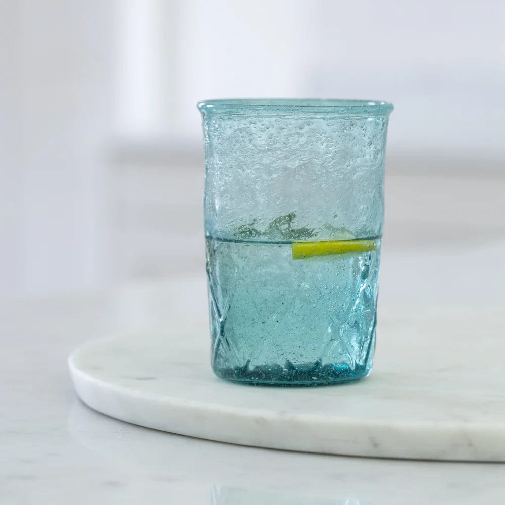 Recycled Bubble Glass Tumbler Aqua Marine