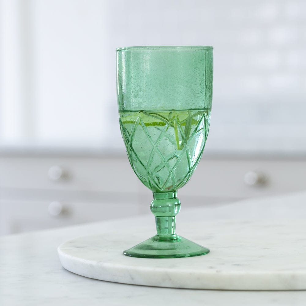 Recycled Bubble Wine Glass Sea Green