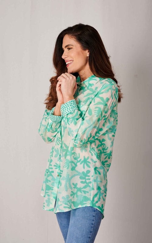 Gili Boyfriend Fit Cotton Shirt, Mint