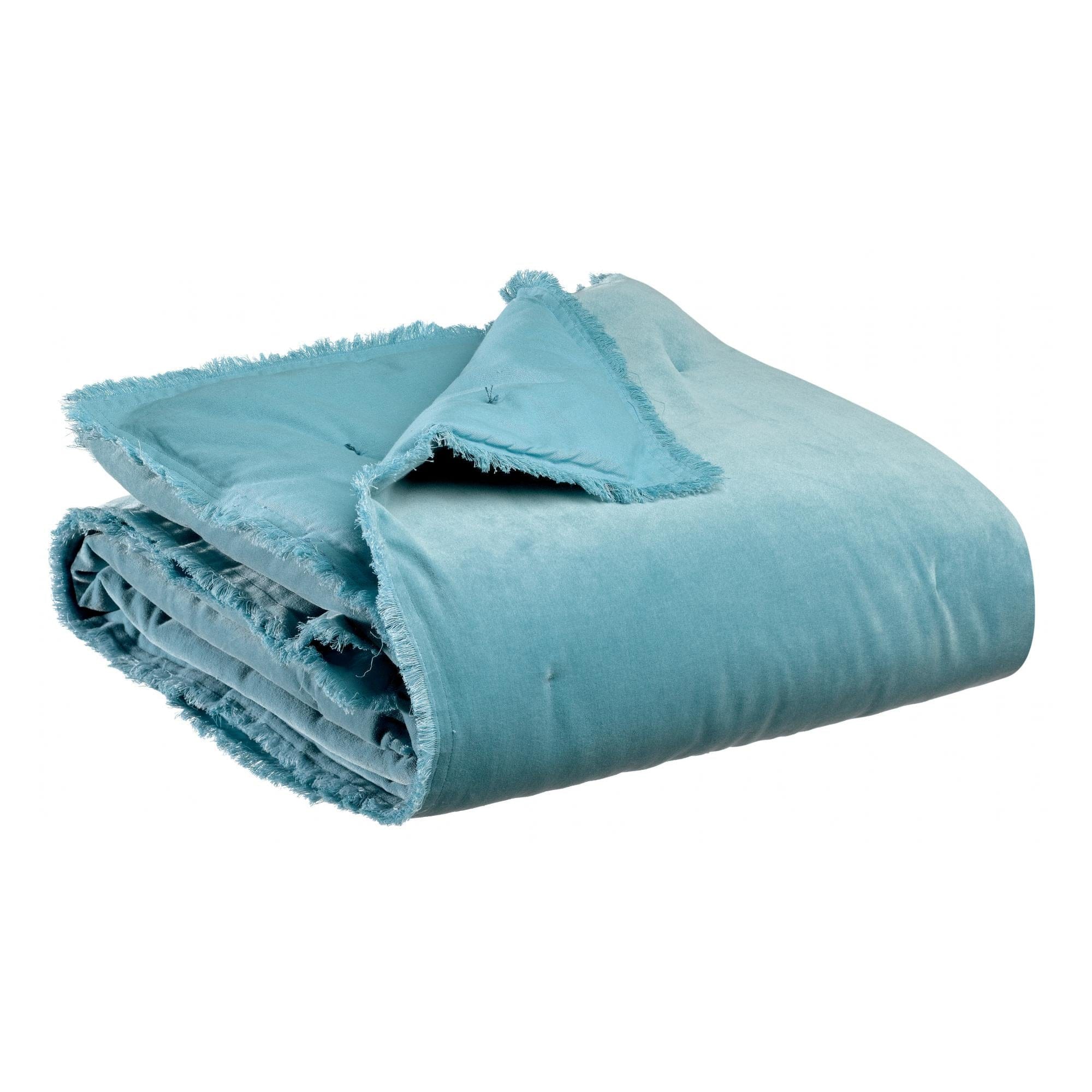 Fara Padded Velvet Fringed Throw by Vivaraise, Quartz