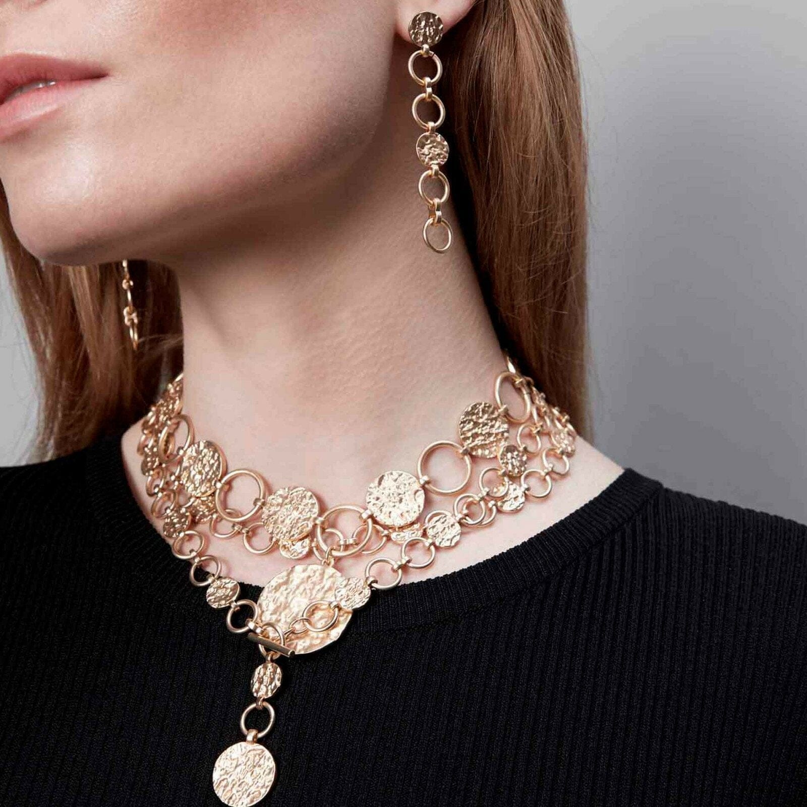 Amber Long Earrings, Gold Plated