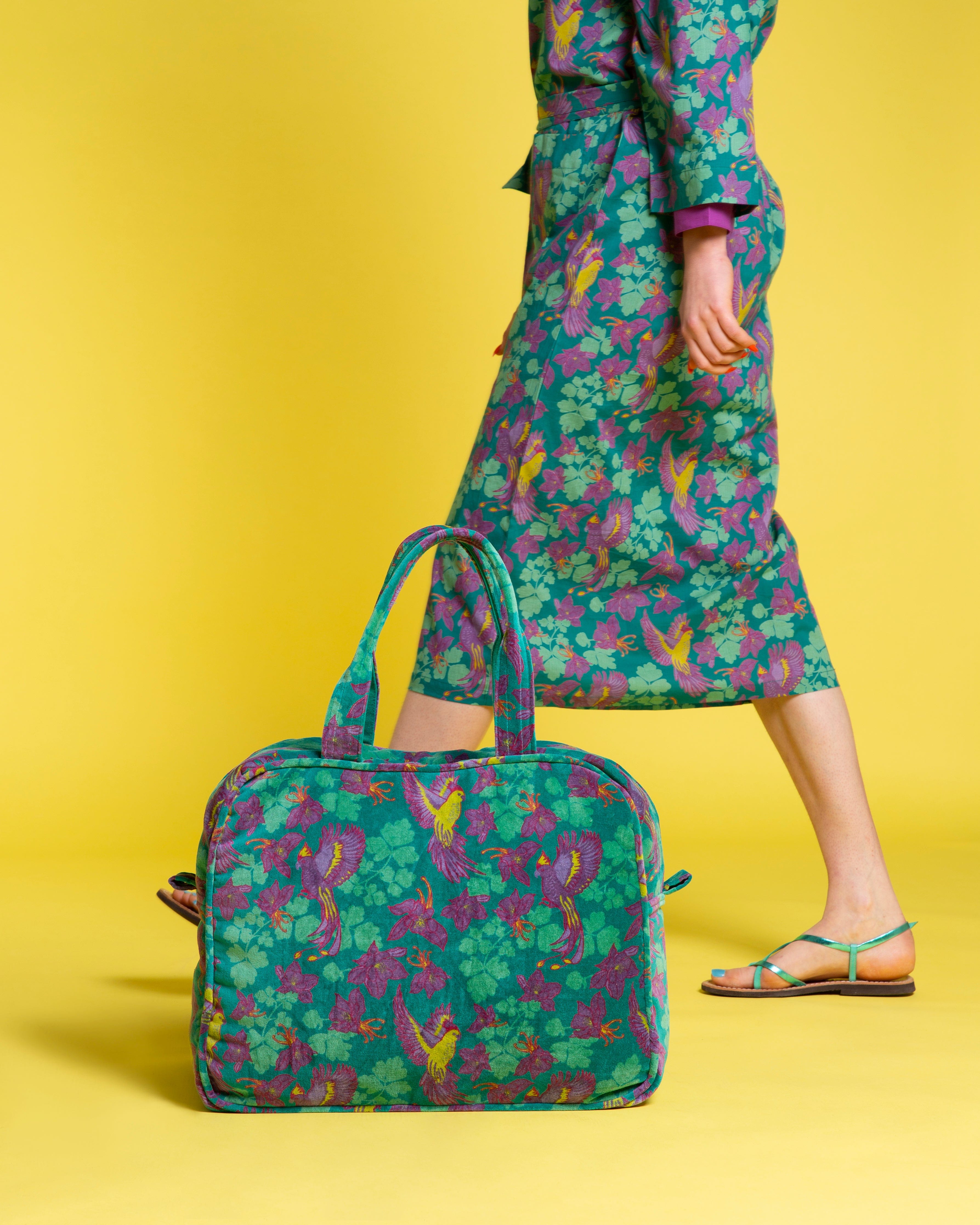 Long Cotton Dressing Gown Ancolie Emerald