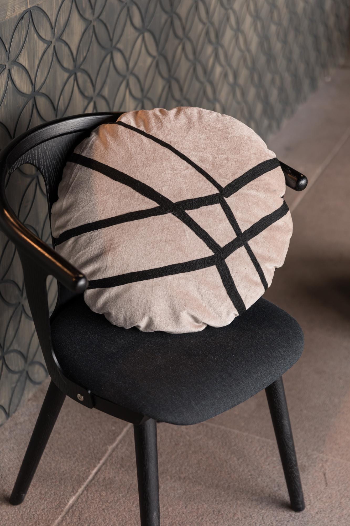Fara 50cm Round Velvet Cushion with Embroidery by Vivaraise, Various Colours