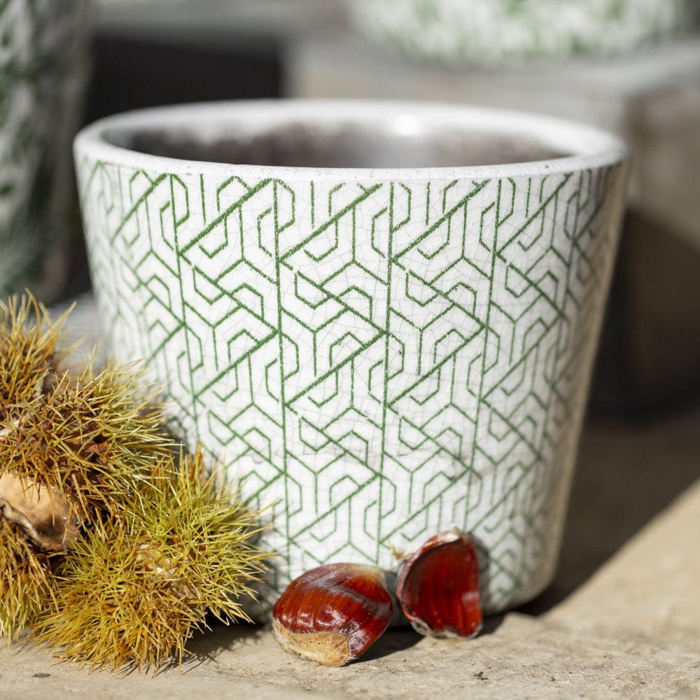 Old Dutch Flower Pot, Patterned, Green, 6 Assorted designs