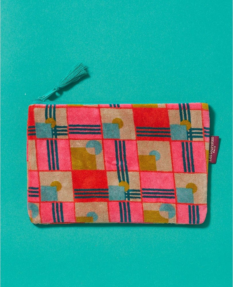Velvet Zipped Pouch With Tassel, Aberdeen Orange Large