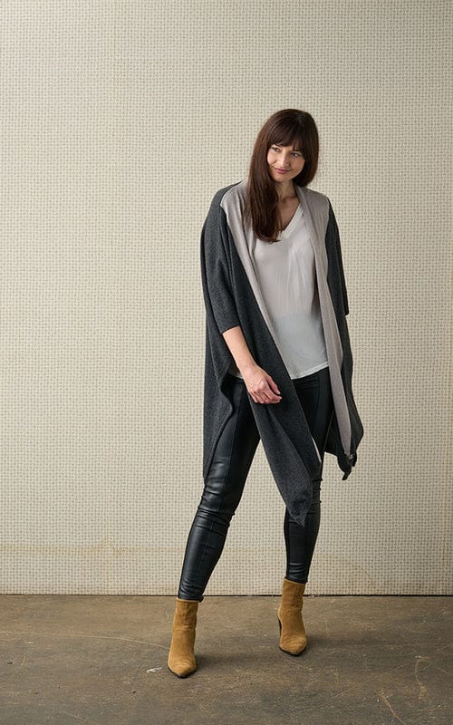 Two-Tone Cashmere Wrap Dove/Charcoal