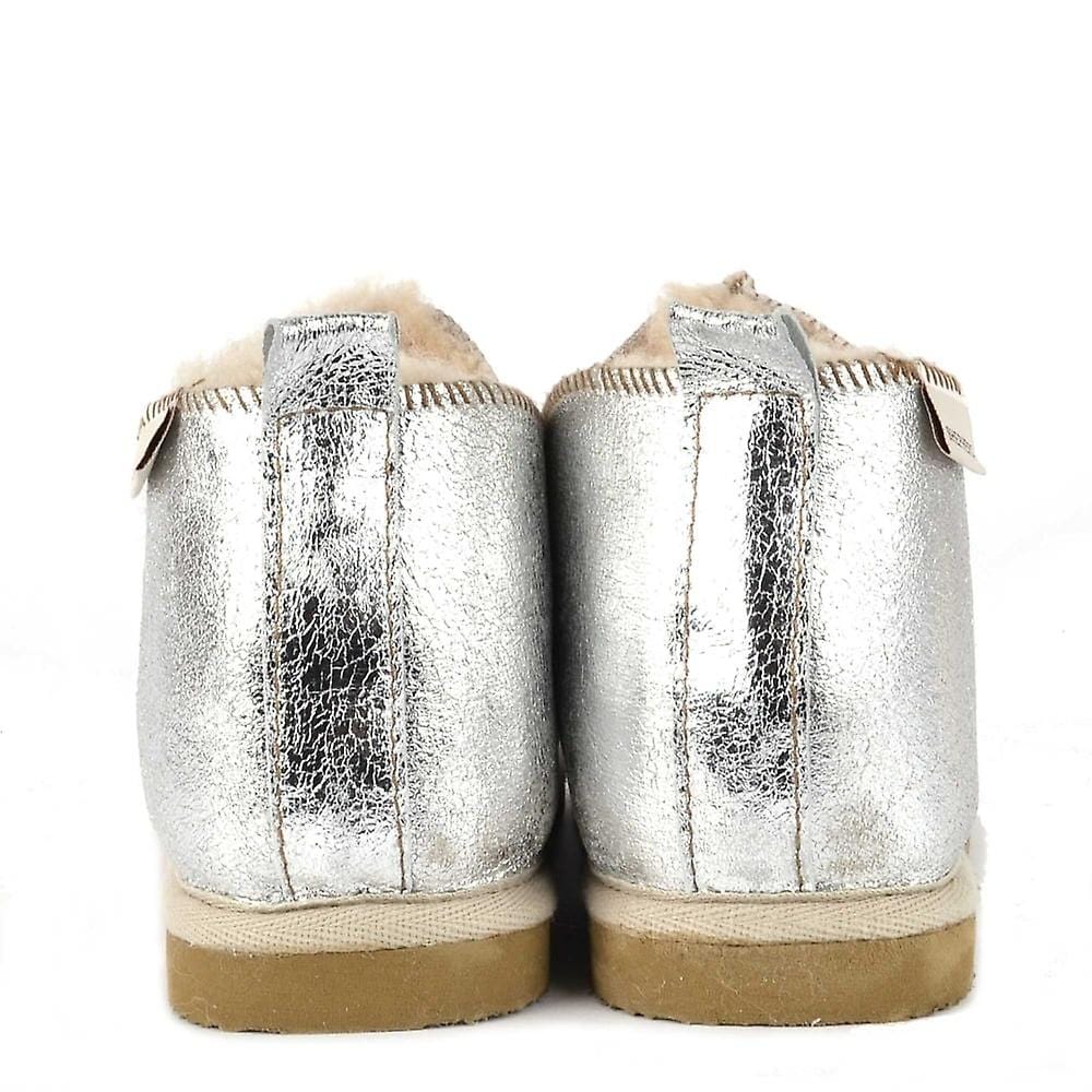 Annie Honey/Silver Sheepskin Bootie Slippers