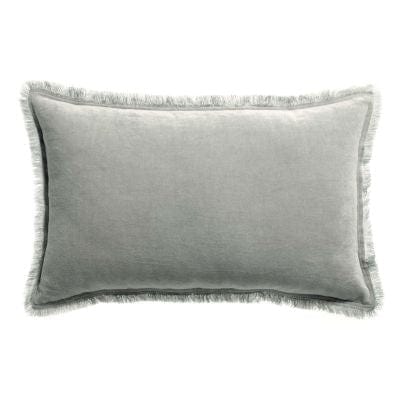 Fara 30x50 Velvet Fringed Cushion by Vivaraise, Pearl