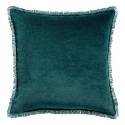Fara 45x45 Velvet Fringed Cushion by Vivaraise, Peacock