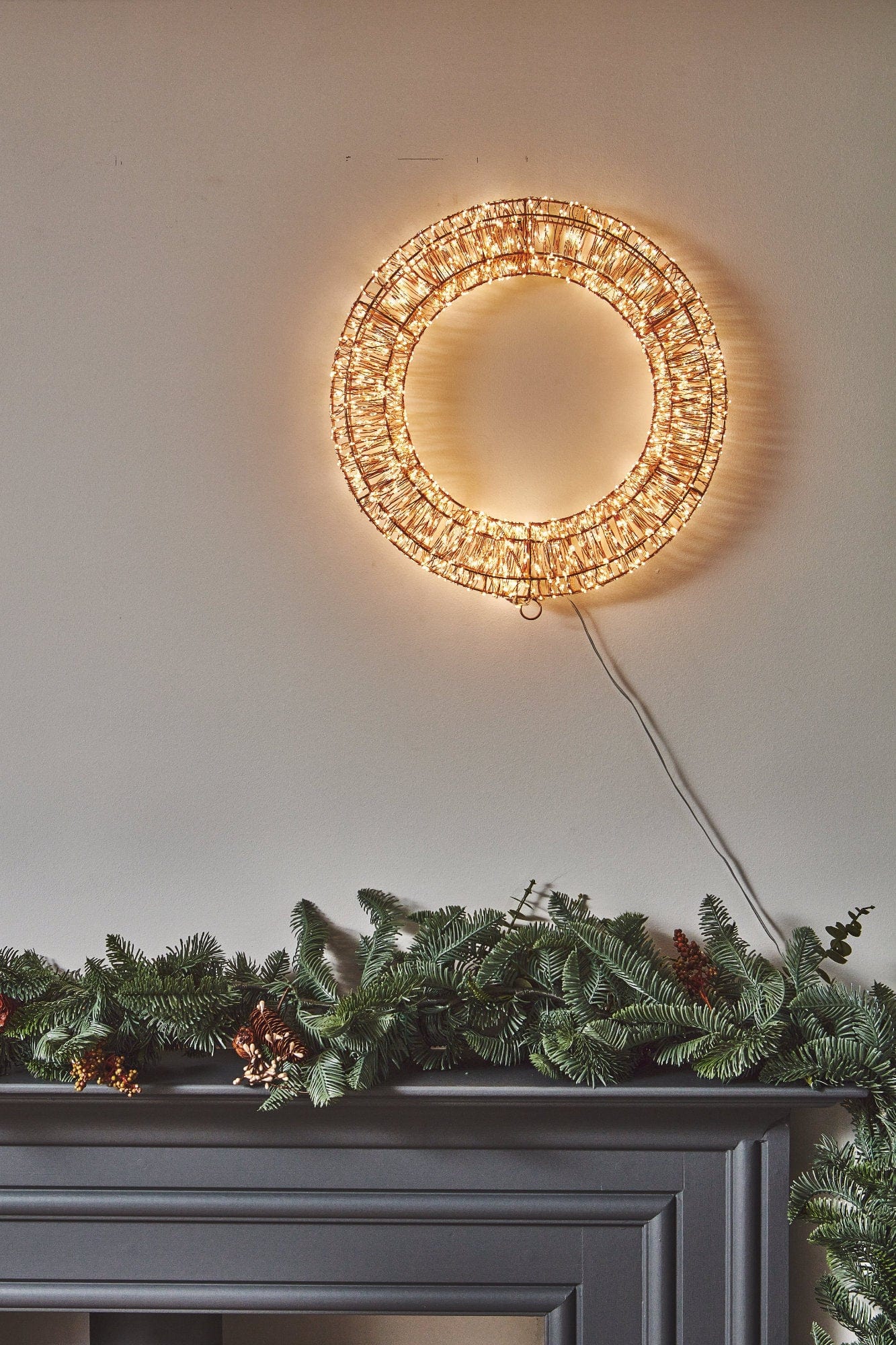 Galaxy 40cm Wreath Copper, Mains Powered 1800 LEDs
