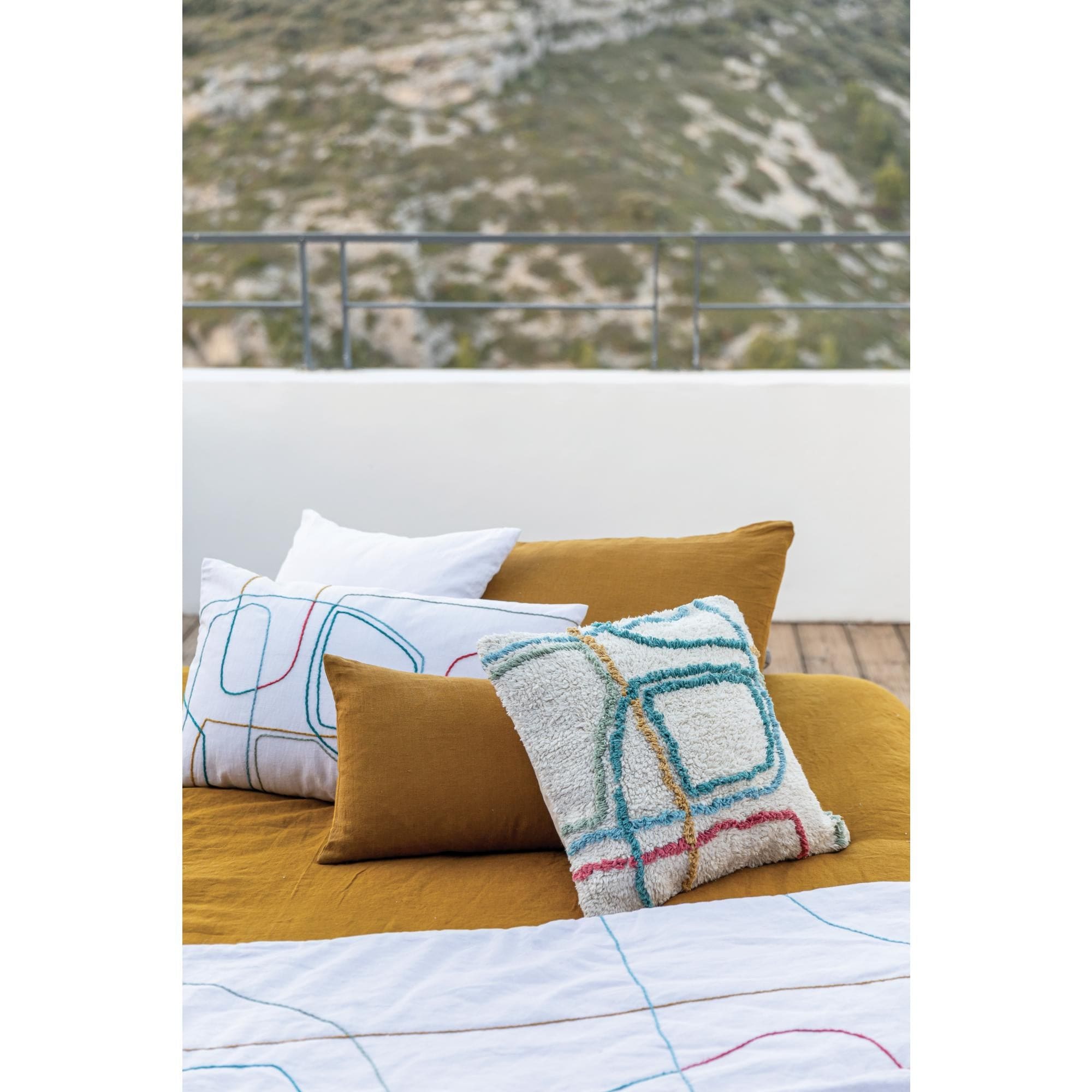Isac Multicoloured Cotton Cushion 45x45 by Vivaraise