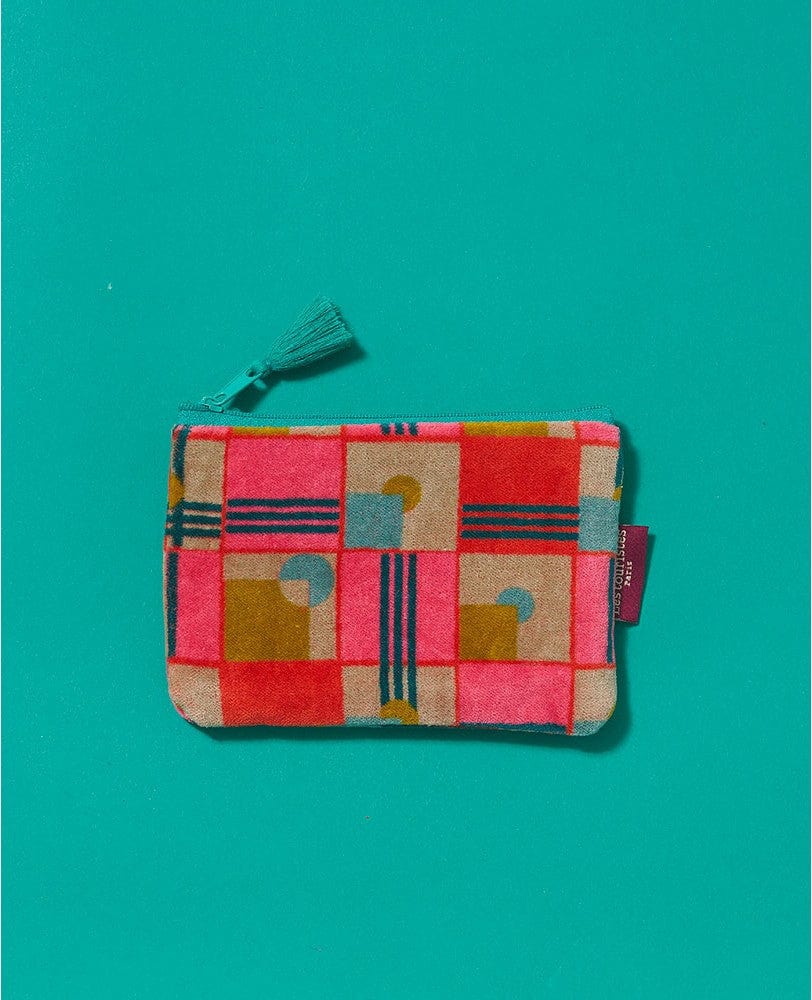 Velvet Zipped Pouch With Tassel, Aberdeen Orange. Small
