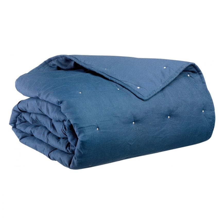 Zeff Stonewashed Linen Bed Cover 180x260, Touareg Blue by Vivaraise