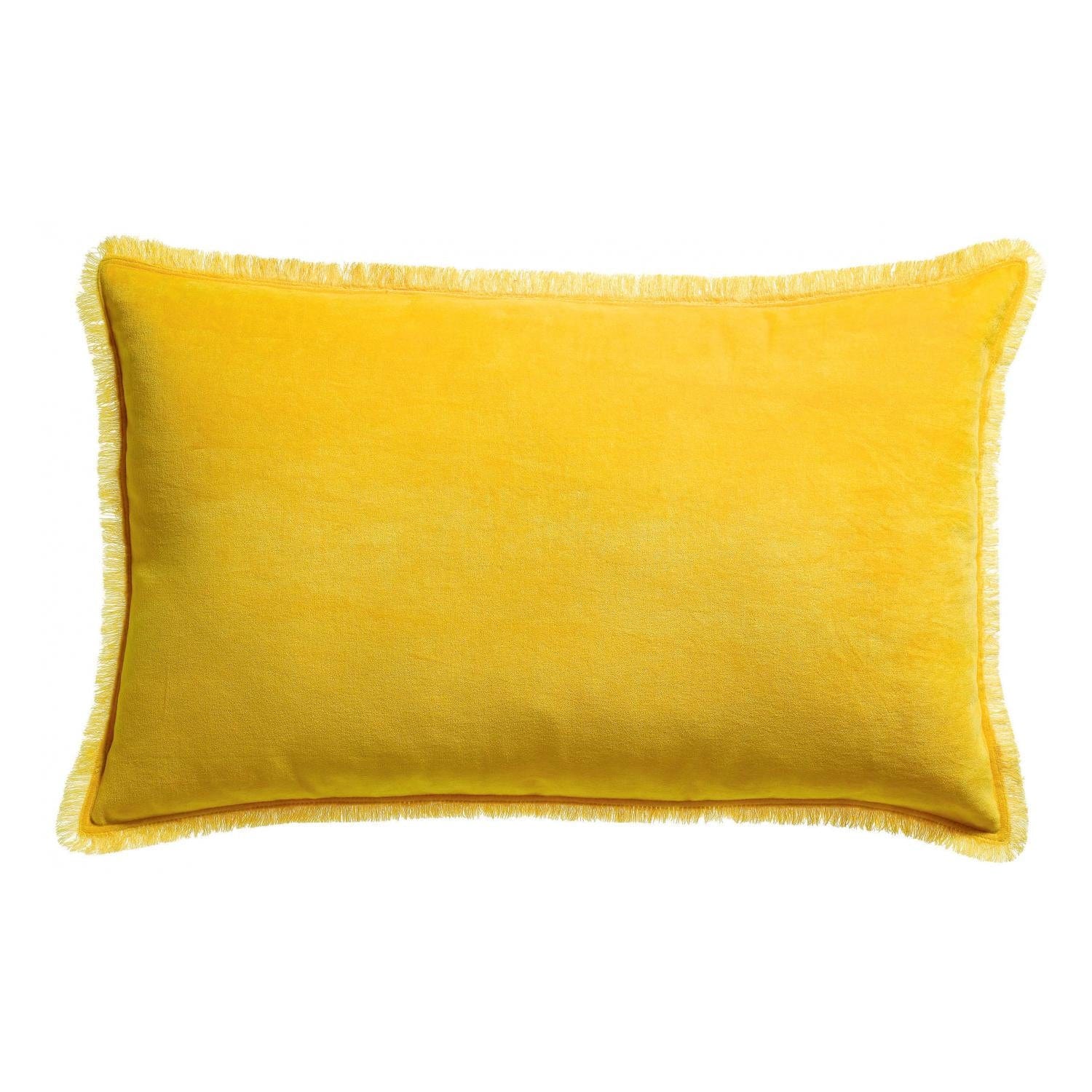 Fara 40x65 Velvet Fringed Cushion by Vivaraise, Curry
