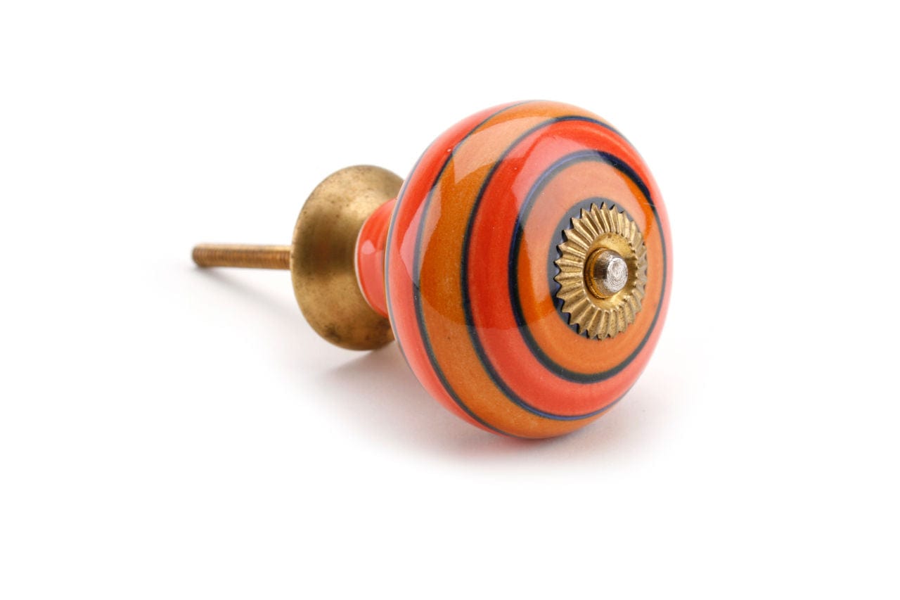 Orange & Blue Circle Ceramic Drawer Pull